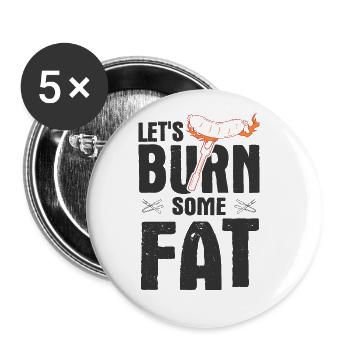 Grillparty Spruch Zum Grillen Grill - Buttons groß 56 mm (5er Pack) - Weiß - Vorne