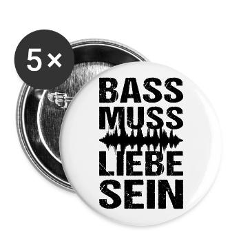 Bass Muss Liebe Sein Techno Musik - Buttons groß 56 mm (5er Pack) - Weiß - Vorne