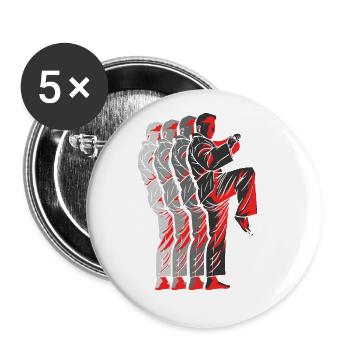 Koreanischer Kampfsport Taekwondo - Buttons groß 56 mm (5er Pack) - Weiß - Vorne