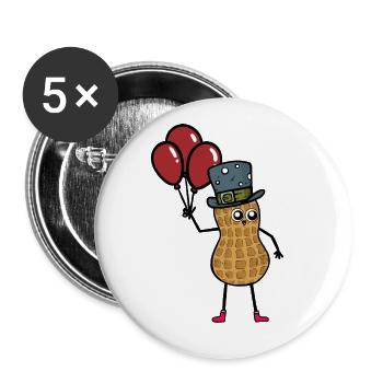 Peanut Birthday Gift Balloons Enfants - Lot de 5 grands badges (56 mm) - blanc - Devant