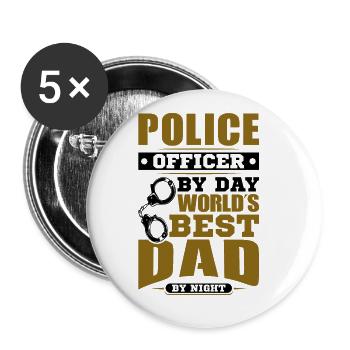 Polizei Polizist Polizeibeamte - Buttons groß 56 mm (5er Pack) - Weiß - Vorne