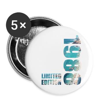 1988. Limited Edition T-Shirt Geburtstags Idee - Buttons groß 56 mm (5er Pack) - Weiß - Vorne