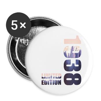 1938. Limited Edition T-Shirt Geburtstags Idee - Buttons groß 56 mm (5er Pack) - Weiß - Vorne