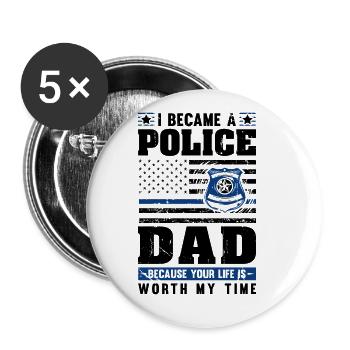 Polizei Polizist Polizeibeamte - Buttons groß 56 mm (5er Pack) - Weiß - Vorne