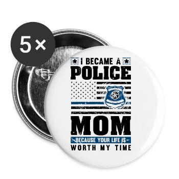 Polizei Polizist Polizeibeamte - Buttons groß 56 mm (5er Pack) - Weiß - Vorne