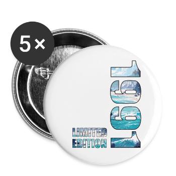 1991 Limited Edition T-Shirt Geburtstags Idee - Buttons groß 56 mm (5er Pack) - Weiß - Vorne