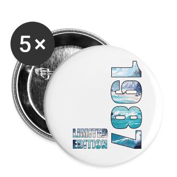 1987 Limited Edition T-Shirt Geburtstags Idee - Buttons groß 56 mm (5er Pack) - Weiß - Vorne