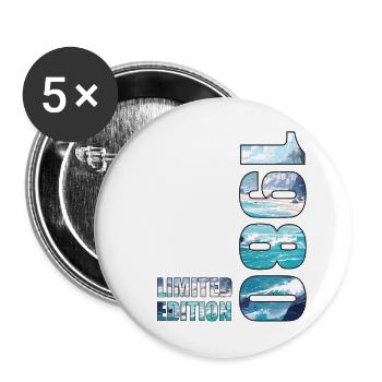 1980 Limited Edition T-Shirt Geburtstags Idee - Buttons groß 56 mm (5er Pack) - Weiß - Vorne