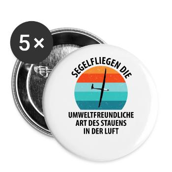 Segelflieger Segelfliegen Segelflugzeug Fliegen - Buttons groß 56 mm (5er Pack) - Weiß - Vorne