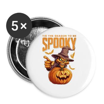 Halloween Pumpkin Tis The Season To Be Spooky - Buttons large 2.2''/56 mm (5-pack) - white - Front
