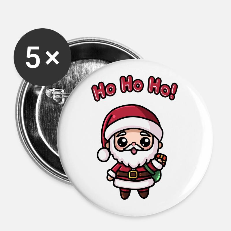 Santa Claus - Buttons large 2.2''/56 mm (5-pack) - white