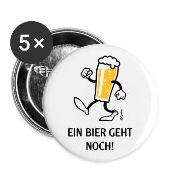XEin Bier Geht Noch! (Bierchen / Cartoon / Lustig) - Buttons groß 56 mm (5er Pack) - Weiß - Vorne