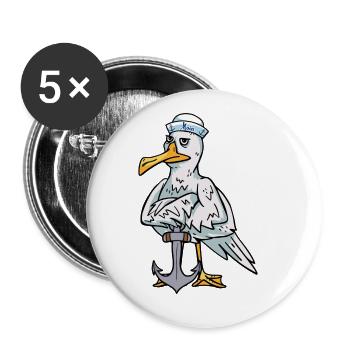 Sailor Mouette Ancre Sailor Ahoy Bird Maritime - Lot de 5 grands badges (56 mm) - blanc - Devant