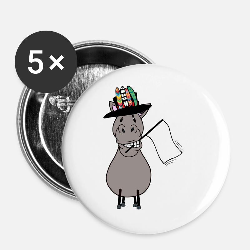 Hippie Horse Peace White Flag Peace Sign - Buttons large 2.2''/56 mm (5-pack) - white