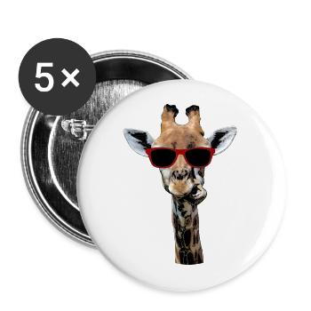 Giraffe animal giraffe funny neck gift - Buttons large 2.2''/56 mm (5-pack) - white - Front
