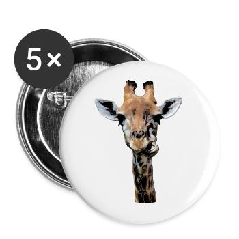 witzige Giraffe, die gerade kaut - Buttons groß 56 mm (5er Pack) - Weiß - Vorne