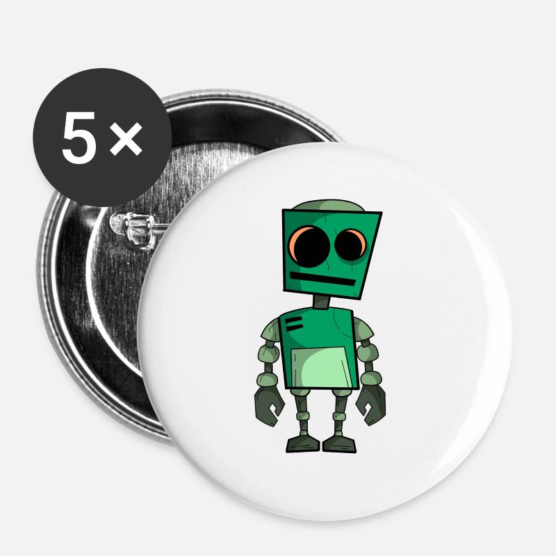 Robot Tinkerer Gift - Buttons large 2.2''/56 mm (5-pack) - white