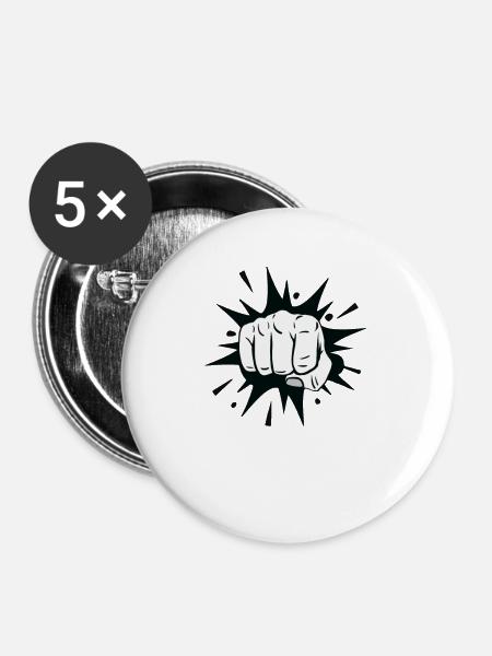Faust Boxen - Buttons groß 56 mm (5er Pack) - Weiß