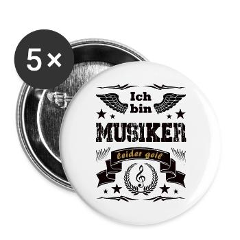 Musiker leider geil, Musiker Band Rock - Buttons groß 56 mm (5er Pack) - Weiß - Vorne