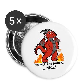Dragon red The world is burning - Buttons large 2.2''/56 mm (5-pack) - white - Front