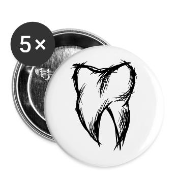 Tooth, drawing, hand-drawn/hand-painted - Buttons large 2.2''/56 mm (5-pack) - white - Front