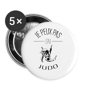 J'peux Pas J'ai Judo - Lot de 5 grands badges (56 mm) - blanc - Devant