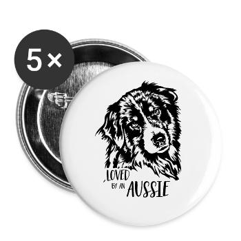 AUSTRALIAN SHEPHERD loved by an Aussie Wilsigns - Buttons large 2.2''/56 mm (5-pack) - white - Front