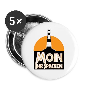 Farben änderbar | Moin Ihr Spacken - Buttons groß 56 mm (5er Pack) - Weiß - Vorne