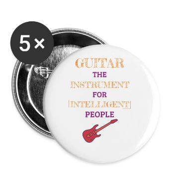 Instrument de guitare pour les gens intelligents Tiger - Lot de 5 grands badges (56 mm) - blanc - Devant