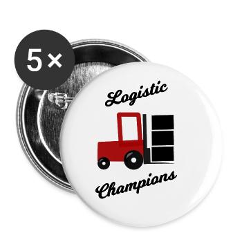 The Logistics Champions - Buttons large 2.2''/56 mm (5-pack) - white - Front