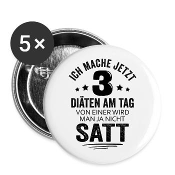 Ich mache jetzt 3 Diäten am Tag - Buttons groß 56 mm (5er Pack) - Weiß - Vorne