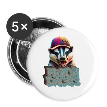 Naughty Badger- Naughty Badger Graffiti Style - Buttons large 2.2''/56 mm (5-pack) - white - Front