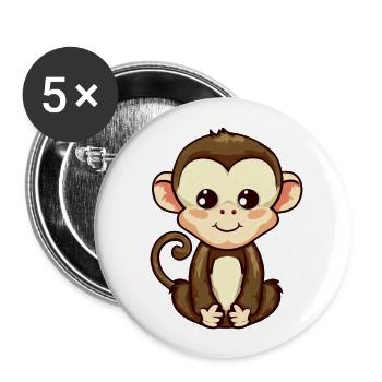 Singe assis, méditant et relaxant - Lot de 5 grands badges (56 mm) - blanc - Devant