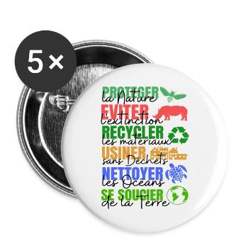 J'aime ma Planète 05 - Lot de 5 grands badges (56 mm) - blanc - Devant