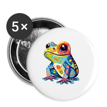 Frosch - Buttons groß 56 mm (5er Pack) - Weiß - Vorne