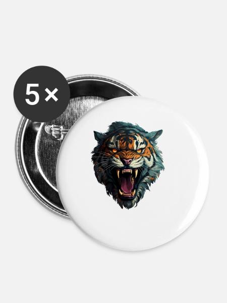 Tiger - Buttons groß 56 mm (5er Pack) - Weiß