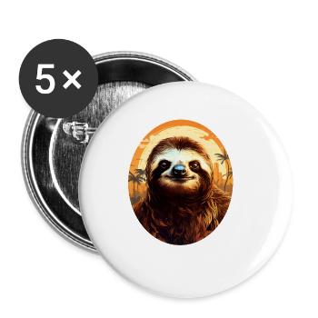 Faultier - Buttons groß 56 mm (5er Pack) - Weiß - Vorne