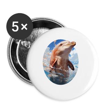 Dauphin - Lot de 5 grands badges (56 mm) - blanc - Devant