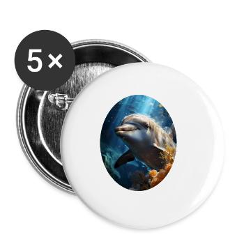 Dauphin - Lot de 5 grands badges (56 mm) - blanc - Devant