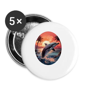 Dauphin - Lot de 5 grands badges (56 mm) - blanc - Devant