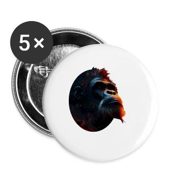Gorille - Lot de 5 grands badges (56 mm) - blanc - Devant