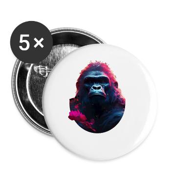 Gorille - Lot de 5 grands badges (56 mm) - blanc - Devant