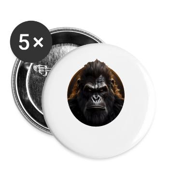 Gorille - Lot de 5 grands badges (56 mm) - blanc - Devant