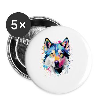 Alaskan Malamute Colorful - Buttons large 2.2''/56 mm (5-pack) - white - Front