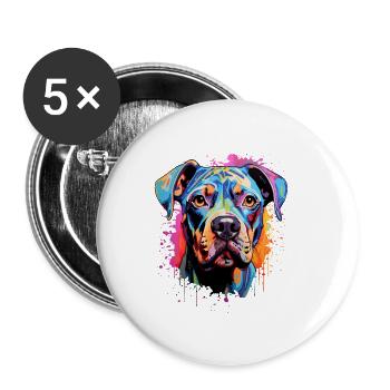 Boxer coloré - Lot de 5 grands badges (56 mm) - blanc - Devant
