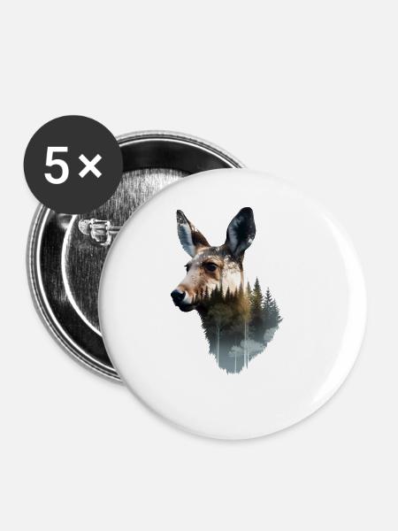 Känguru - Buttons groß 56 mm (5er Pack) - Weiß