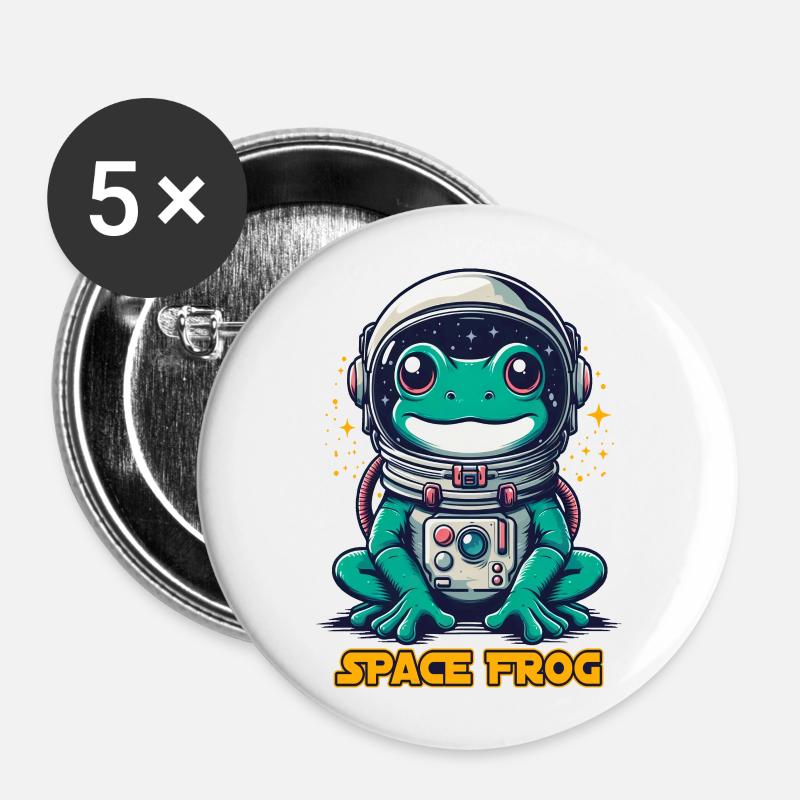 Space Frogs Toad Astronaut Costume Astronomy Funny - Buttons large 2.2''/56 mm (5-pack) - white