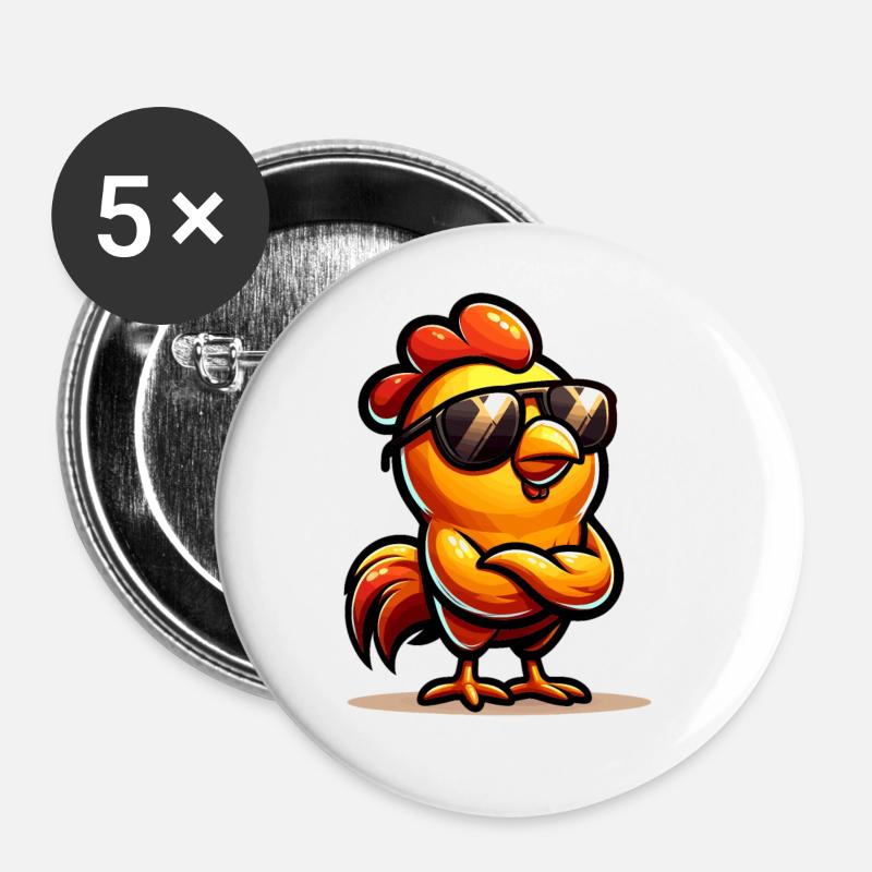Funny Chicken Chicken Funny Image - Buttons large 2.2''/56 mm (5-pack) - white