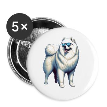 Samoyed Dog Gifts Cute Samoyed Dog Graphic - Buttons large 2.2''/56 mm (5-pack) - white - Front
