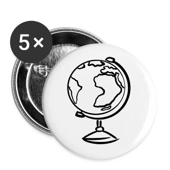 Globe, hand-drawn. Drawing. Geography - Buttons large 2.2''/56 mm (5-pack) - white - Front